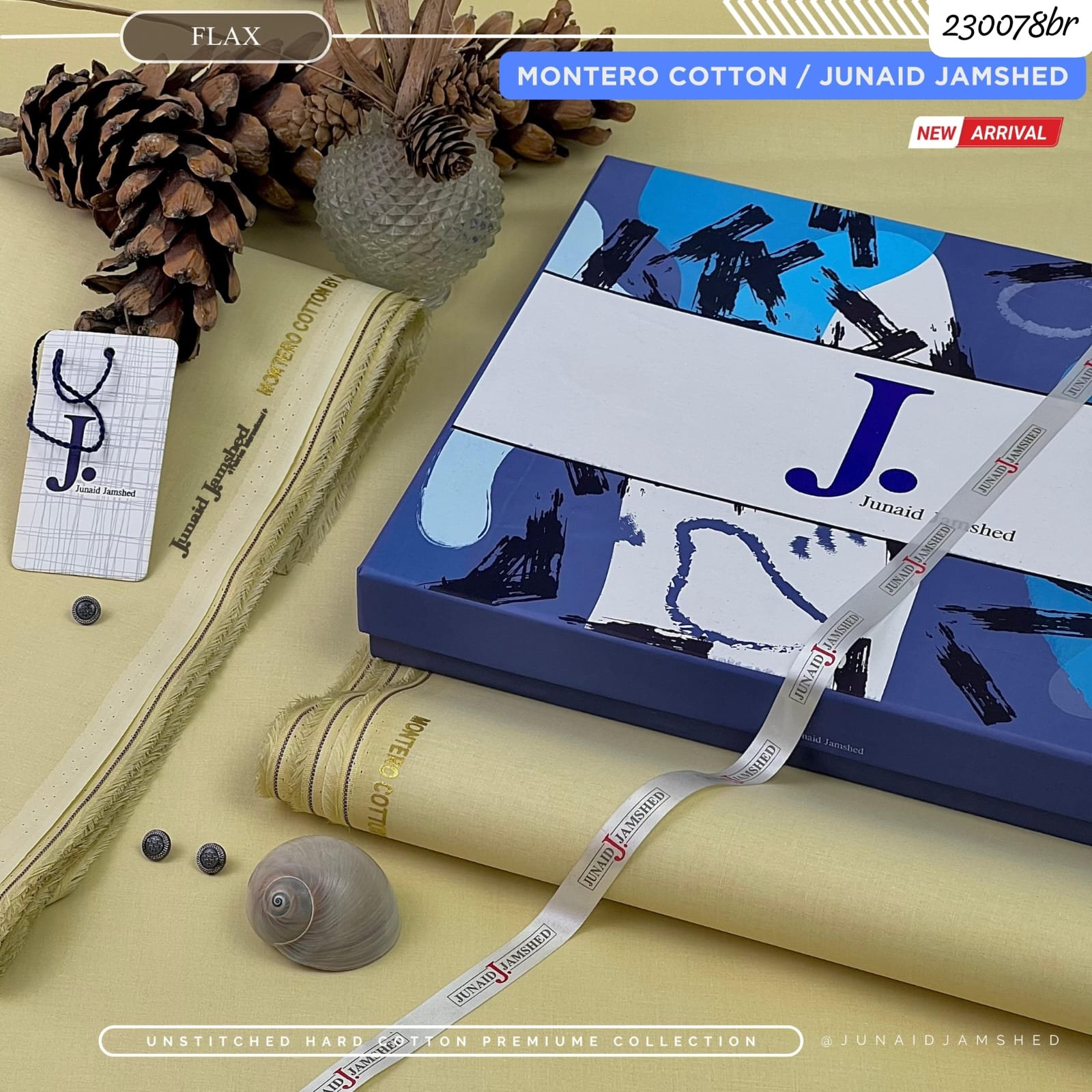 Junaid Jamshed Hard Cotton Silver Finish Suit – 4.5 Meter Unstitched Fabric (All Seasons) - Image 11