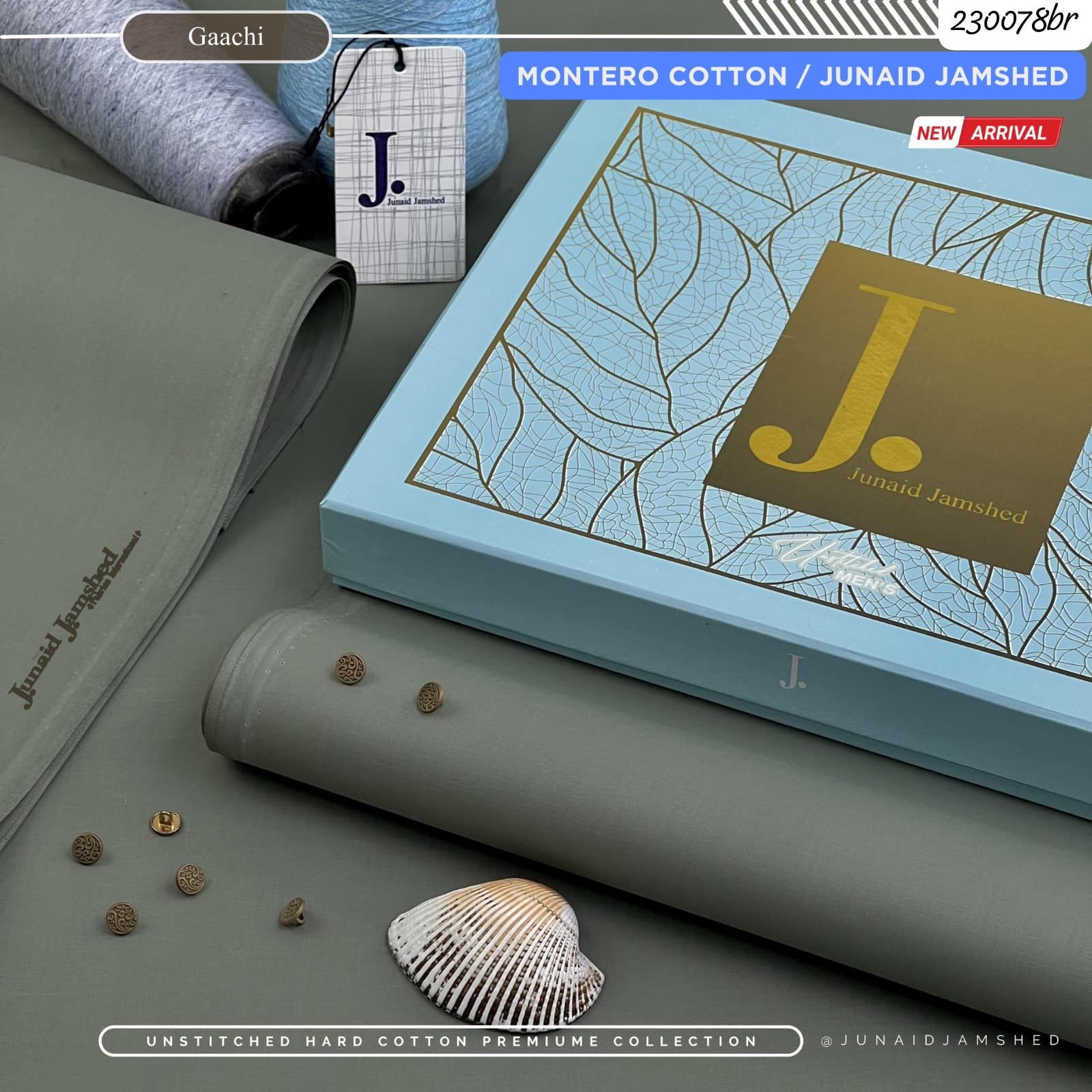 Junaid Jamshed Hard Cotton Silver Finish Suit – 4.5 Meter Unstitched Fabric (All Seasons) - Image 7