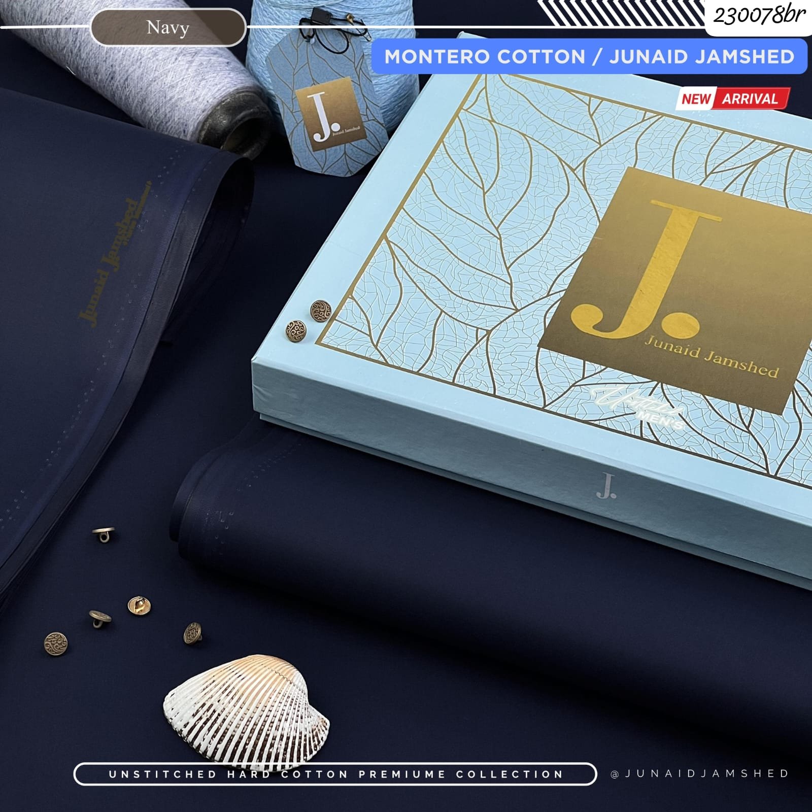 Junaid Jamshed Hard Cotton Silver Finish Suit – 4.5 Meter Unstitched Fabric (All Seasons) - Image 8