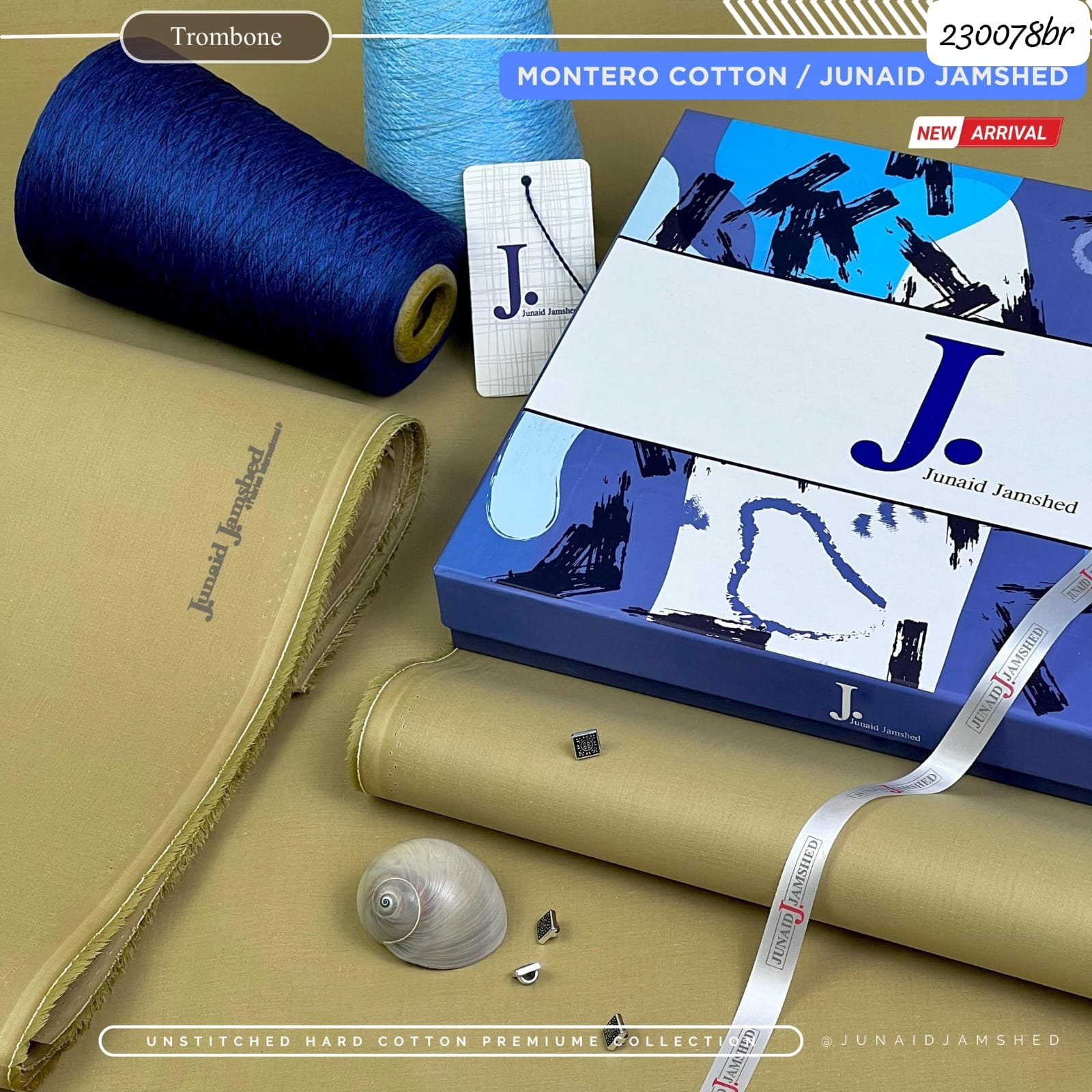 Junaid Jamshed Hard Cotton Silver Finish Suit – 4.5 Meter Unstitched Fabric (All Seasons) - Image 9