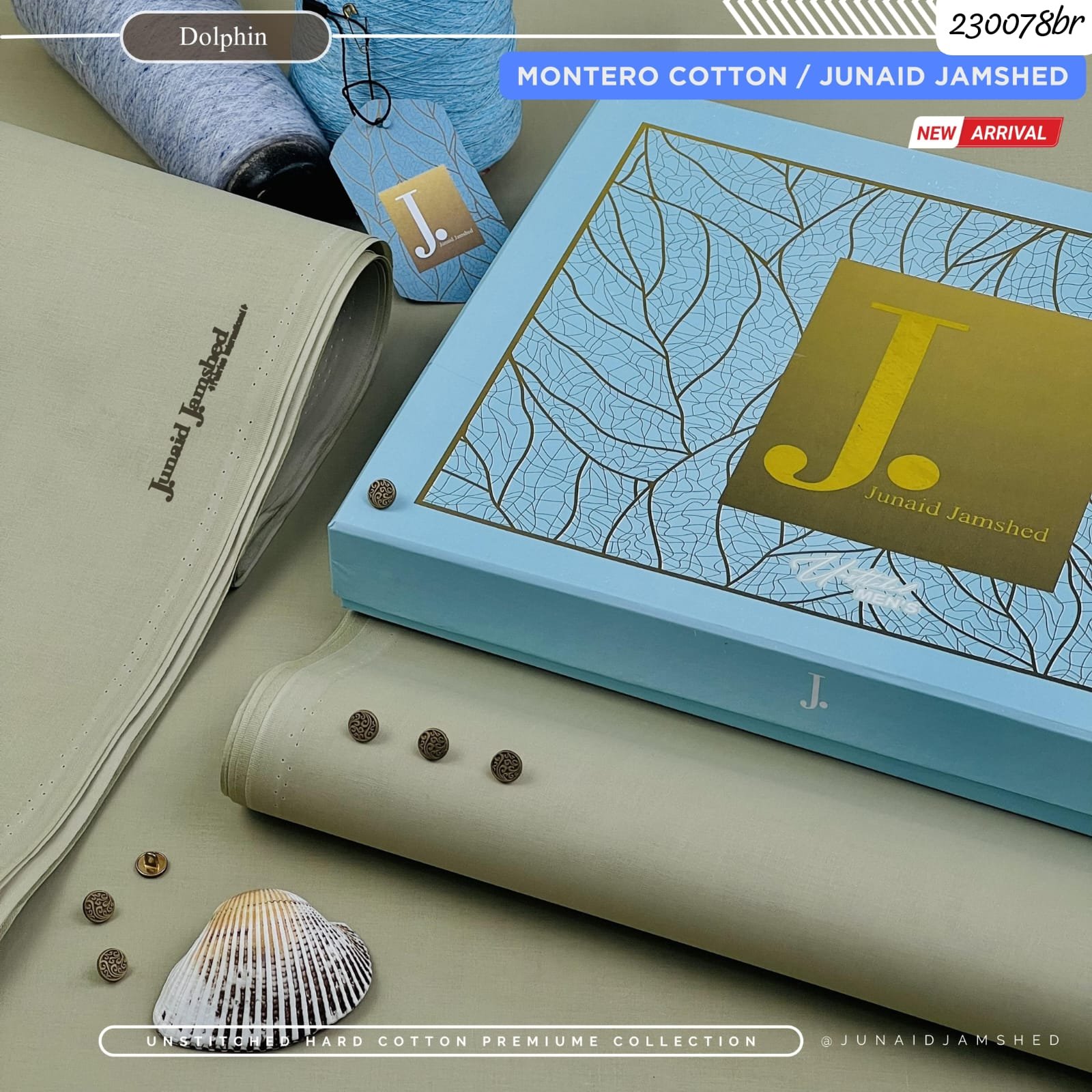 Junaid Jamshed Hard Cotton Silver Finish Suit – 4.5 Meter Unstitched Fabric (All Seasons) - Image 6