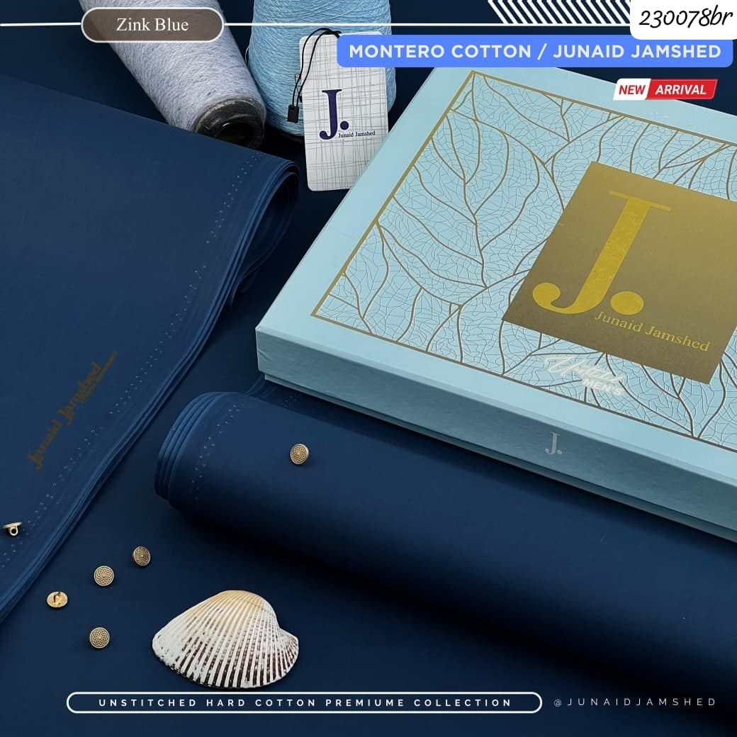 Junaid Jamshed Hard Cotton Silver Finish Suit – 4.5 Meter Unstitched Fabric (All Seasons) - Image 2