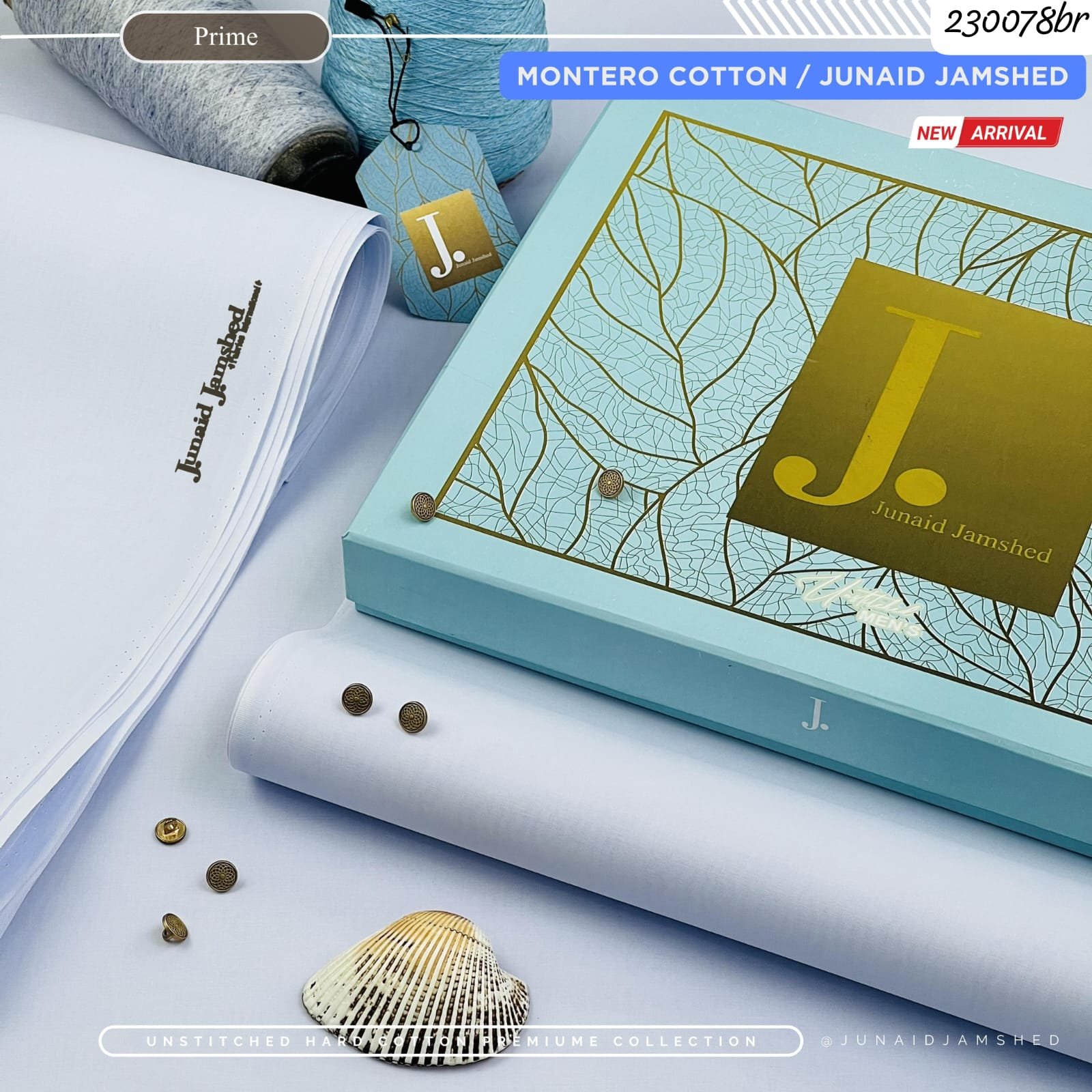 Junaid Jamshed Hard Cotton Silver Finish Suit – 4.5 Meter Unstitched Fabric (All Seasons) - Image 4